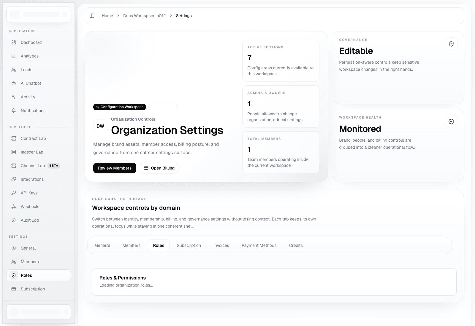 Organization settings - Roles